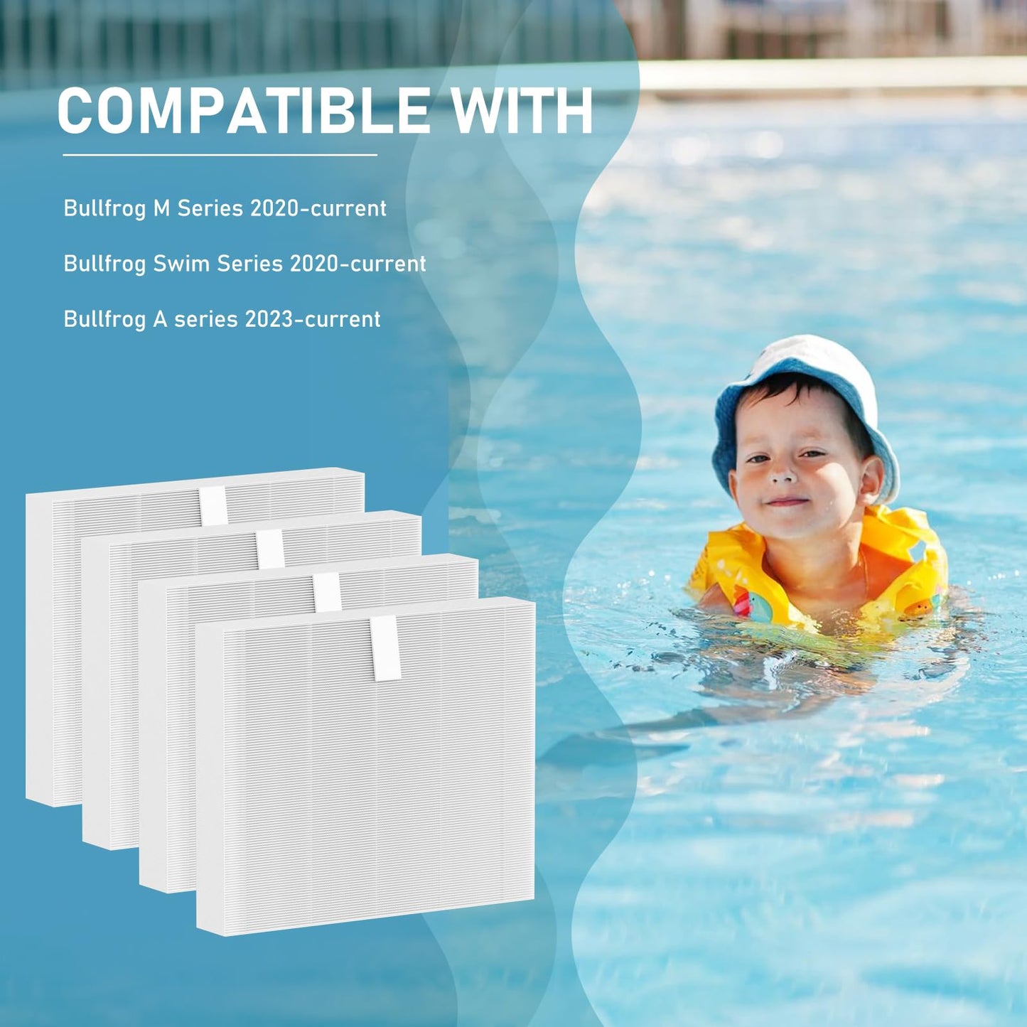 Macaberry 10-00814 Hot Tub Spa Flat Filters Compatible with Bullfrog M Series M6 M7 M8 M9, Swim Series S150 S180XD S200 and A Series A5 A6 A7 A8 A9 (2023 to Present) 4 Pack