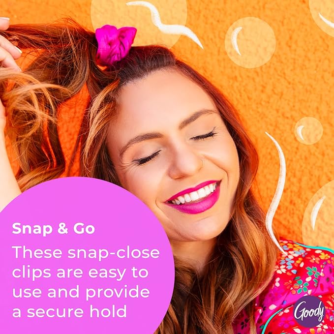 Goody Metal Contour Snap Clips - 12 Count, Assorted Colors - Just Snap Into Place - Suitable For All Hair Types - Pain-Free Hair Accessories For Women and Girls - All Day Comfort