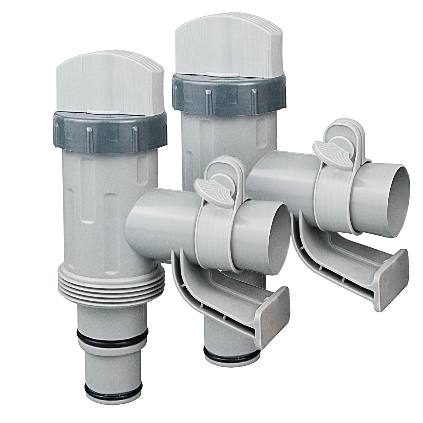 CanyRoom Plunger Valve with Pipe Holder – Pool Hose Adapter for Above Ground Pools, Pool Pump Hose Replacement Parts (2 Pack)