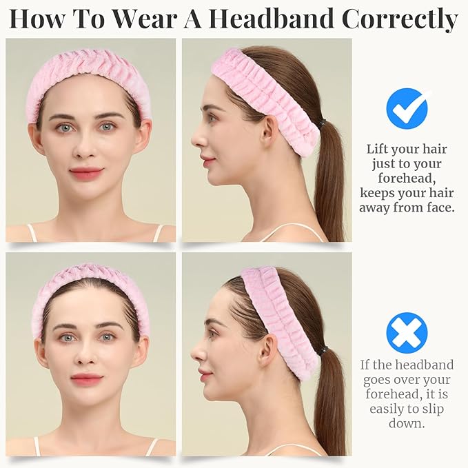Teenitor Spa Headband, Fluffy Facial 3 Pieces Makeup Headband for Washing Face, Skin Care