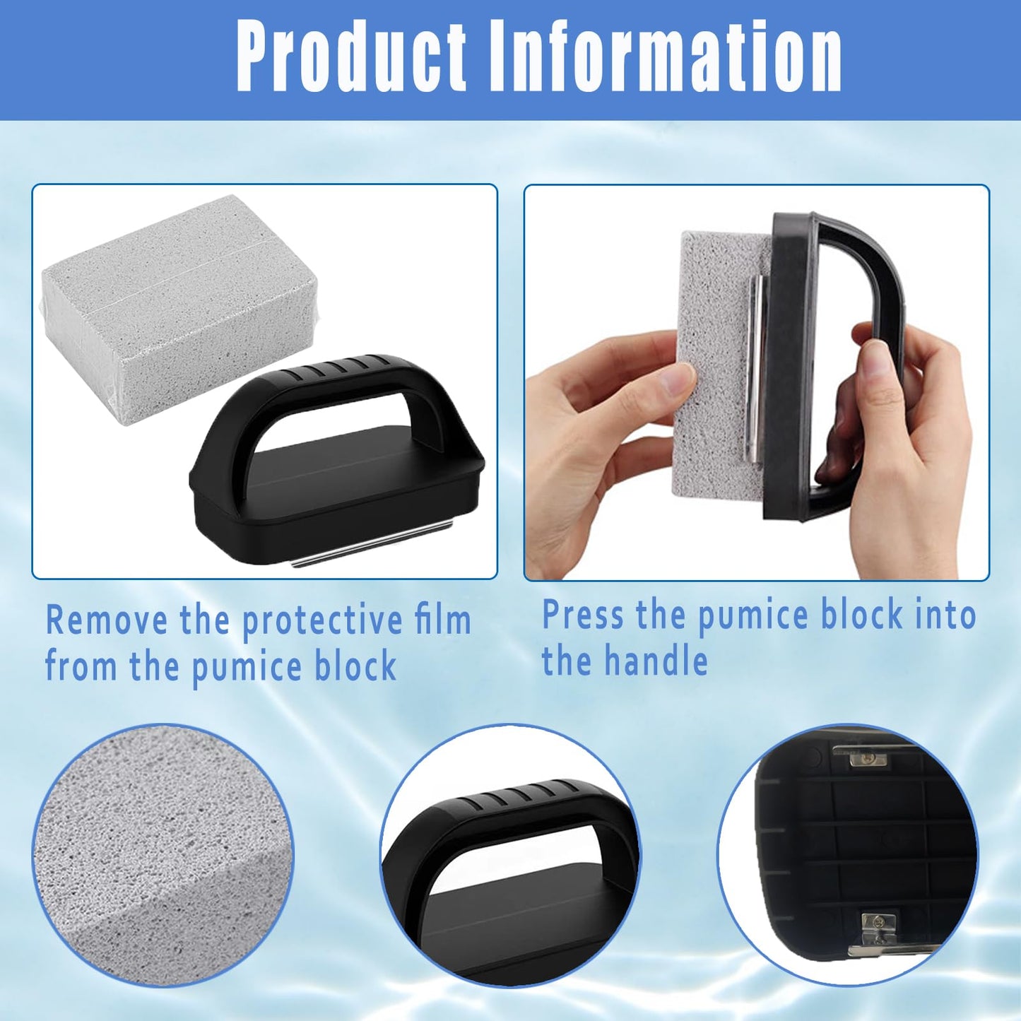 Nilioerup 5 Pcs Pools Pumice Stone, Pool Cleaning Pumice Block with Handle, Pools Tile Cleaner Pumice Stone Remove Stains Cleaning Stone for Swimming Pool, Spa, Bathroom, Kitchen (5 Pcs)