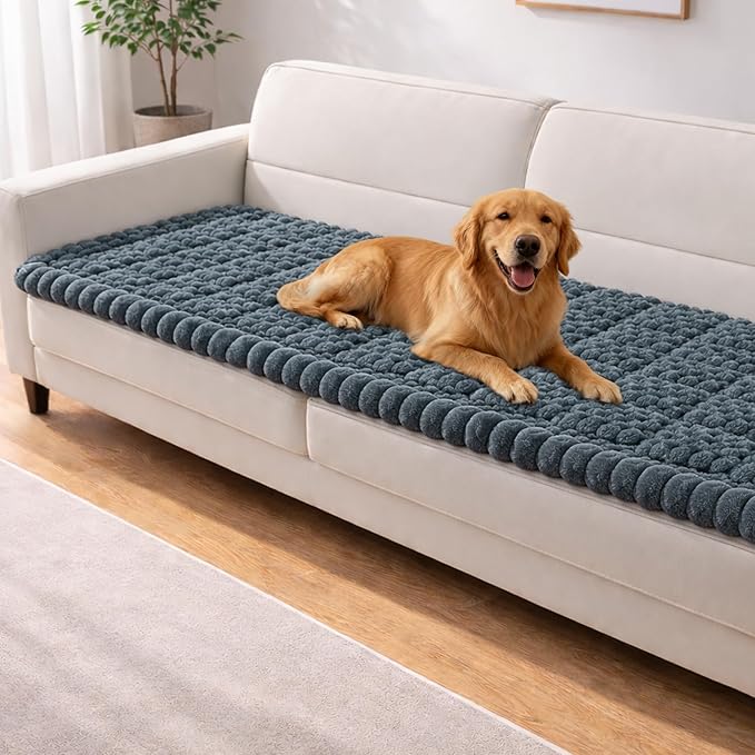 Couch Cover for Dogs Washable,Non Slip Fuzzy Durable Couch Covers for 3 Cushion Sofa Pet Friendly Sofa Cover Dog Thick Soft Slipcovers Protector Couches Mat Bed (Grey, 27.6" x 82.7"/70x210cm)
