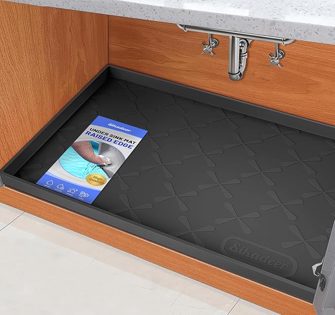 SIKADEER 22" x 19" Under Sink Mat Waterproof, Silicone Mat Kitchen Drawer Shelf and Cabinet Liner, Sink Protector for Kitchen Organizers and Storage, Boot Tray Pet Food Mats