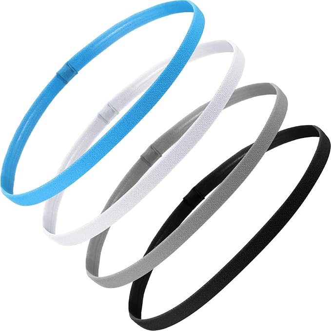 4 Pieces Elastic Sports Headbands Thick Non-Slip Hair Bands for Women and Men