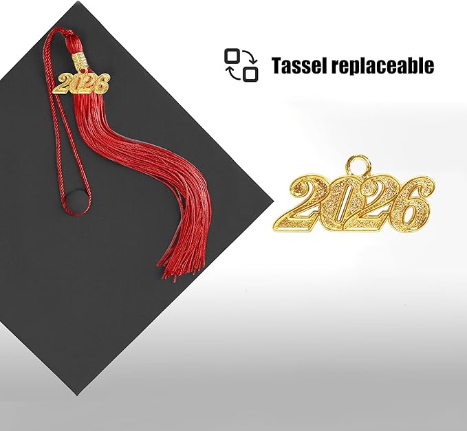 Graduation Cap with 2026 Tassel Year Charm Black Graduation Cap for High School & Bachelor