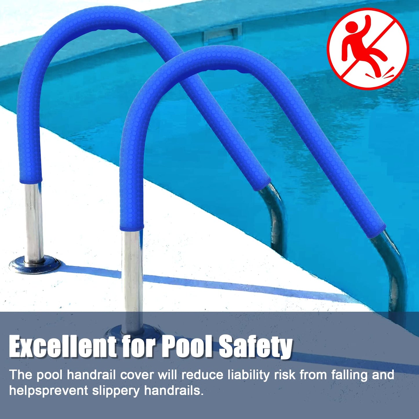 Pool Handrail Covers with Zippers 4 6 8 10 Ft Inground Swimming Pools Hand Rail Cover, Anti-Slip Cool Touch Heat Resistant, Royal Blue, Non Slip Swim Pool Railing Ladder Stair Handle Grip (4 Feet)