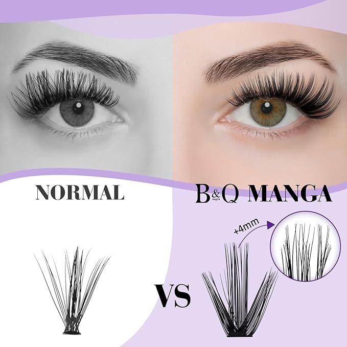 B&Qaugen Manga Lash Clusters DIY Individual Lashes 50D-D-11 300 PCS False Eyelash Cluster Manga Cluster 30D 40D 50D D Curl Eyelash Extensions at Home (50D-D-11)