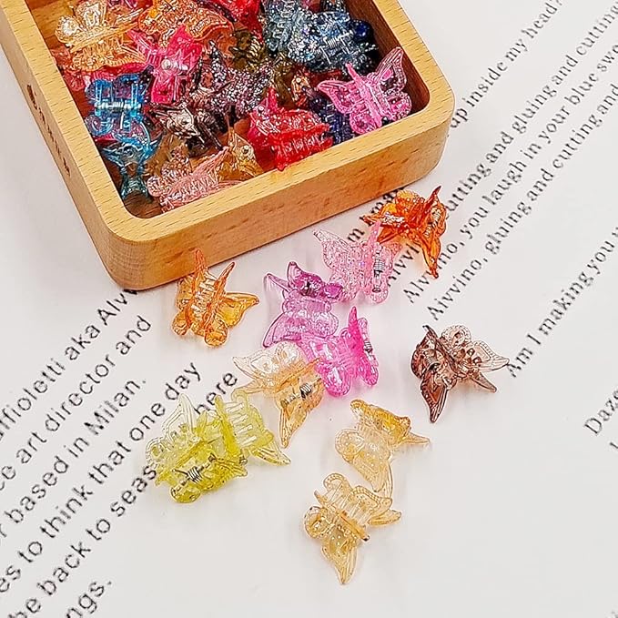 50 Packs Assorted Color Butterfly Hair Clips, Beautiful Mini Butterfly Hair Clips Hair Accessories for Women and Girls (Glitter Color)