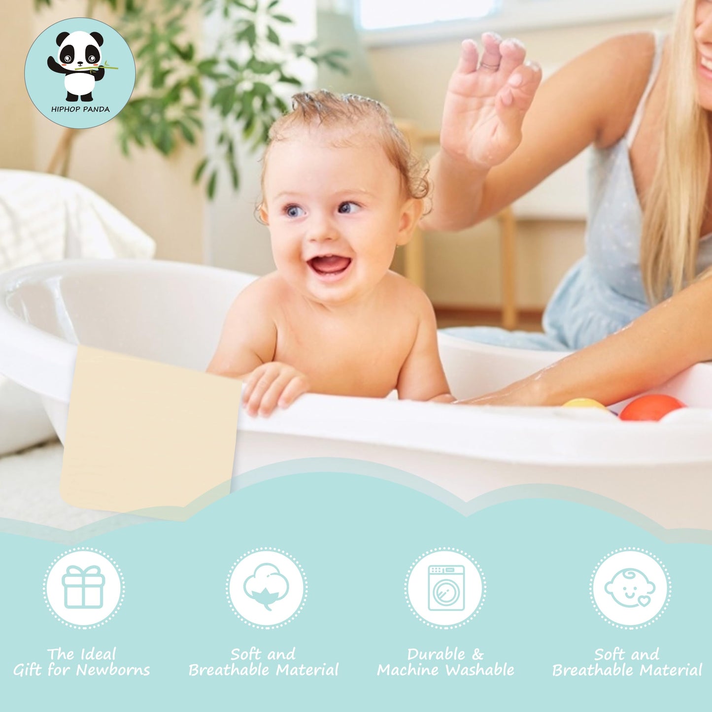 HIPHOP PANDA 10 Pack 6-Layers Muslin Burp Cloths Large - Durable 100% Cotton - Baby Essentials Extra Absorbent and Soft Boys & Girls Rags for Newborn Registry (Ivory, 20" X10")