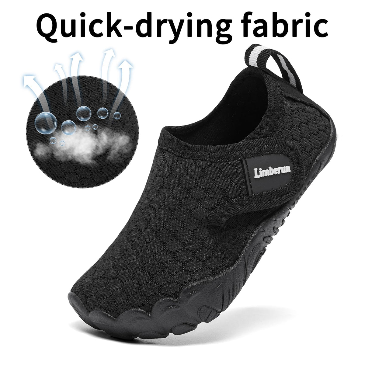 Limberun Toddler Water Shoes for Girls Boys Toddler Swimming Beach Pool Aqua Shoes Quick Dry Non-Slip, Comfortable Black 9