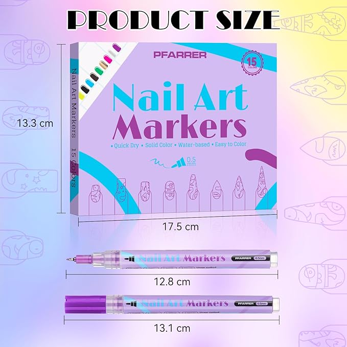 15 Colors Nail Art Pens Set, 2026 New Nail Art Markers for Gel Nails, DIY Nail Art Pens for Painting Nails, Quick-drying Nail for DIY Nails Art Design Manicure Tools TA640-15
