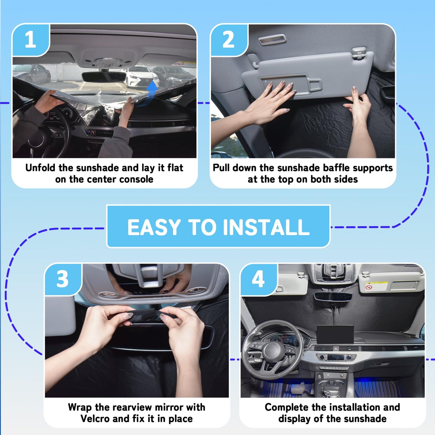 SLOGENTO Custom Fit Windshield Sun Shade for Mercedes-Benz C-Class 2015-2026, Blocks UV & Heat, Front Window Sunshade Accessories, Easy Fold & Store Keep Your Car Cooler