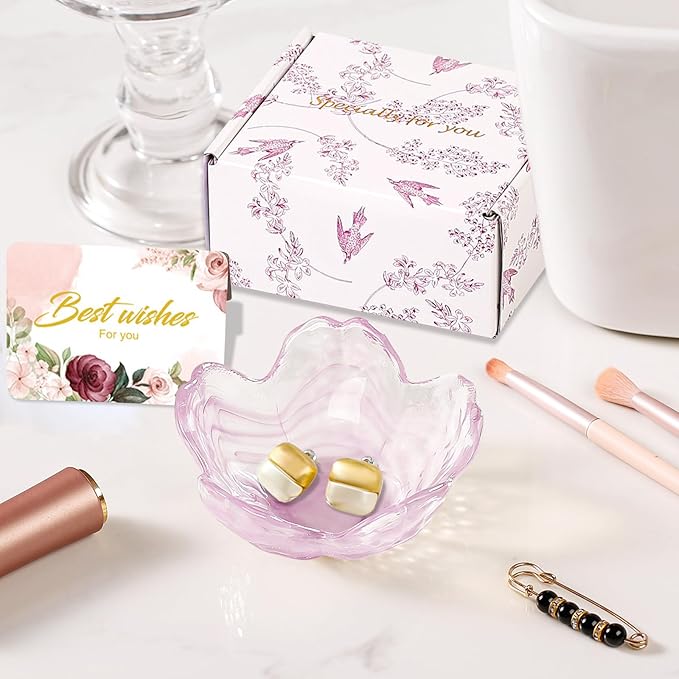 Flower Jewelry Dish Ring Holder Jewelry Tray Cute Vanity Organizer Room Decor Aesthetic Nightstand Bathroom Bedroom Decor Trinket Dish Small Valentine's Friendship Christmas Birthday Gifts for Women