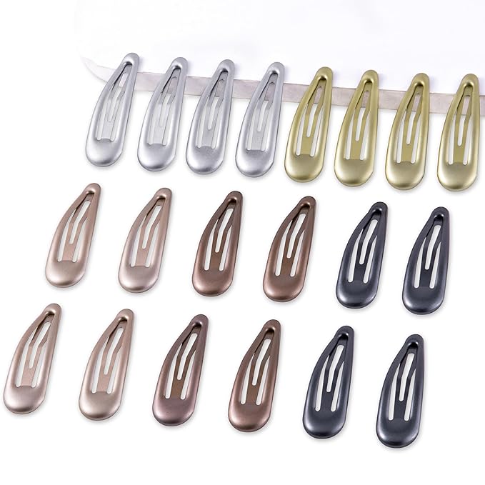 20 PCS Metal Snap Hair Clips Water Drop No Slip Barrettes for Women Bright Small Hair Clips For Thick And Thin Fine Hair,Metallic,1.97 x 0.5 In.