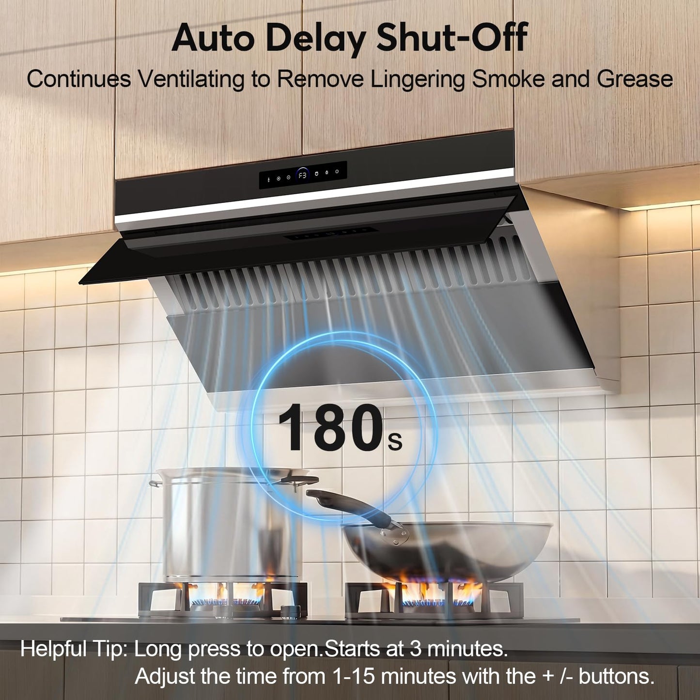 30 inch Under Cabinet Range Hood 900 CFM, Ducted/Ductless Convertible, 4 Speed Kitchen Vent Hood with Touch & Gesture Control, dimmable LED, Timer