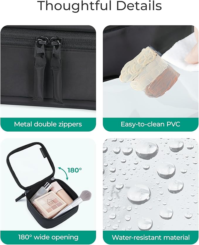 BAGSMART Mini Clear Makeup Bag for Women Portable Travel Toiletry Bag, Cute Small Water-Resistant Cosmetic Bag TSA Approved Clear Makeup Case Pouch with Zipper for Car Essentials(Blush Pink)
