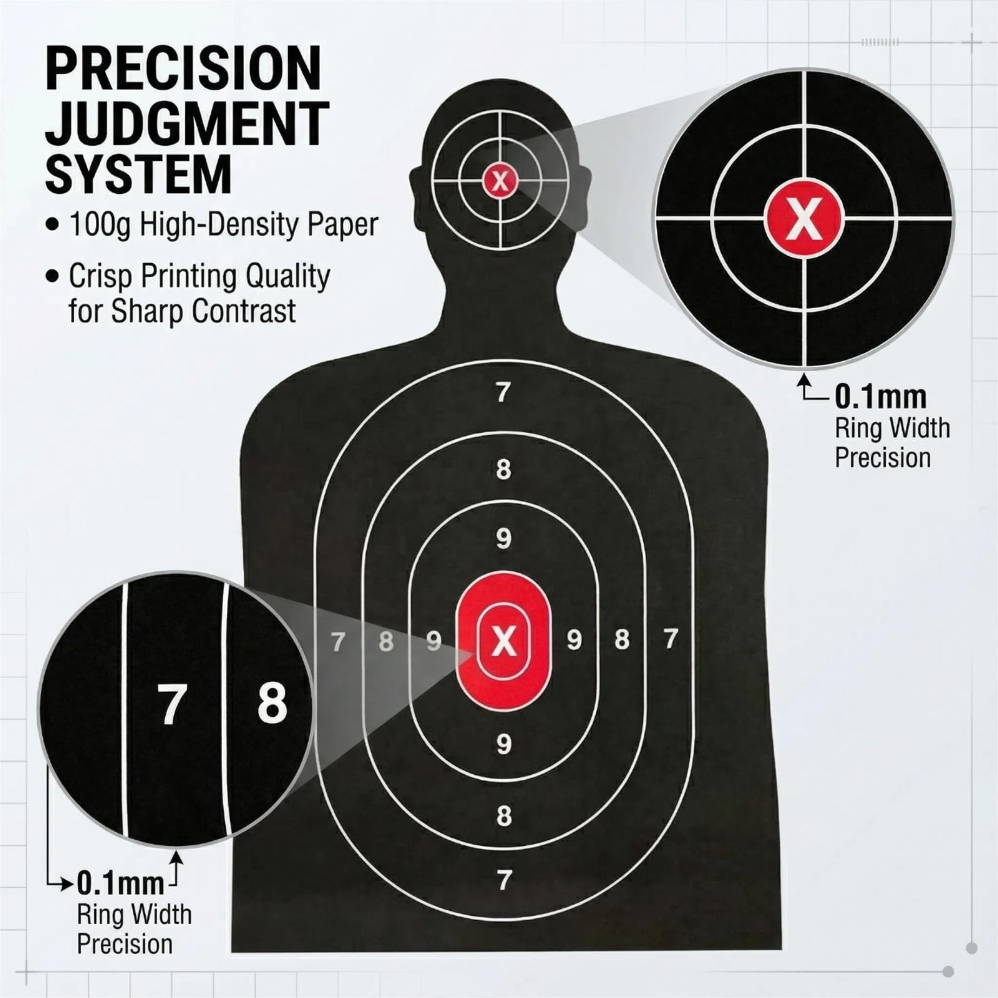 Silhouette Paper Shooting Target for The Range, Aiming Target Practice Paper for Indoor and Outdoor Shooting, Gun Accessories, for Handguns, Pistols, Rifles, Airguns, Pellet Gun, BB Guns -14X22 inches