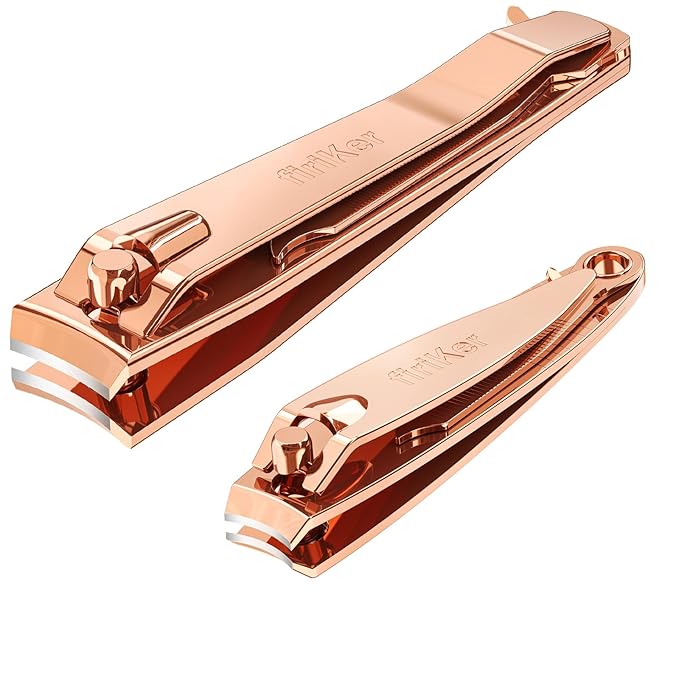 Nail Clipper Set, Sturdy Stainless Steel Fingernails & Toenails Clippers & Nail File, Sharp Effortless Fingernail Toenail Trimmer, Portable Nail Cutter for Women Men（Rose Gold）