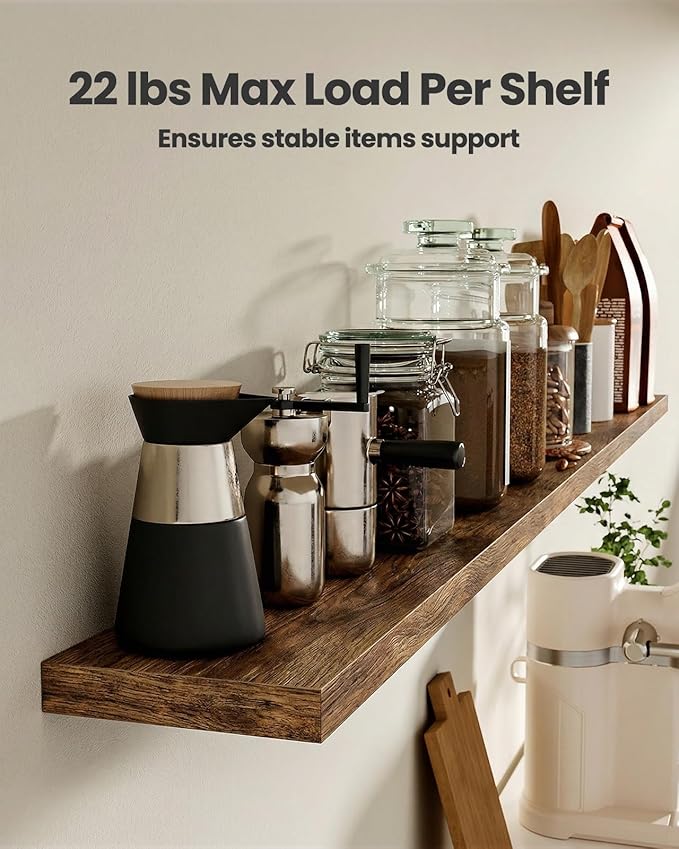 AMADA HOMEFURNISHING 35.4" L Floating Shelves, Wall Shelves Set of 3 for Bathroom/Living Room/Bedroom/Kitchen, Floating Shelves for Wall Decor with Invisible Brackets - AMFS45V