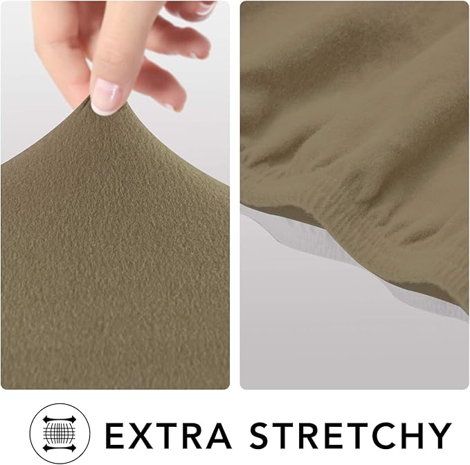 PureFit Super Stretch 4 Seater Sofa Slipcover – Spandex Non Slip Soft Couch Sofa Cover, Washable Furniture Protector with Non Skid Foam and Elastic Bottom for Kids, Pets （XX Large, Tan）