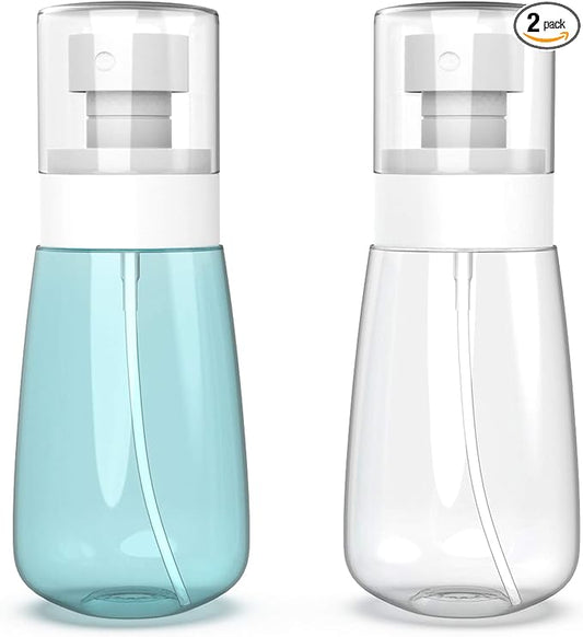 RELANOR Pack 2 Small Spray Bottle Travel Size 2oz/60ml - Fine Mist Mini Empty Spray Bottles - Leak Proof - for Toners, Face & Hair Mist