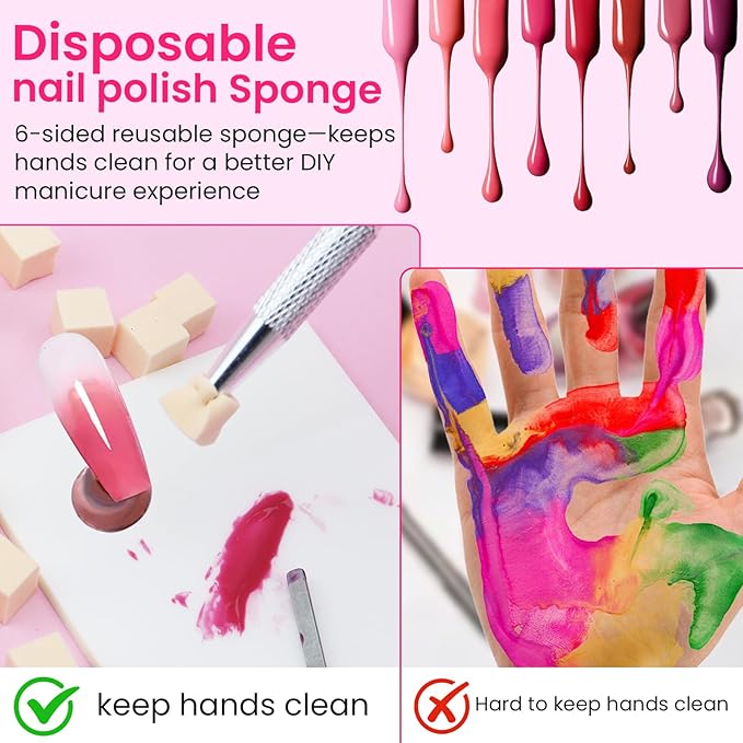 150PCS Nail Art Sponges for Ombre Nude, 50 PCS Nail Art Palette Paper, Nail Polish Mix Rod, Grabbing Pen, Nail Art Ombre Brushes Supplies Design Tools Nail Tech Accessories for Salon & Home