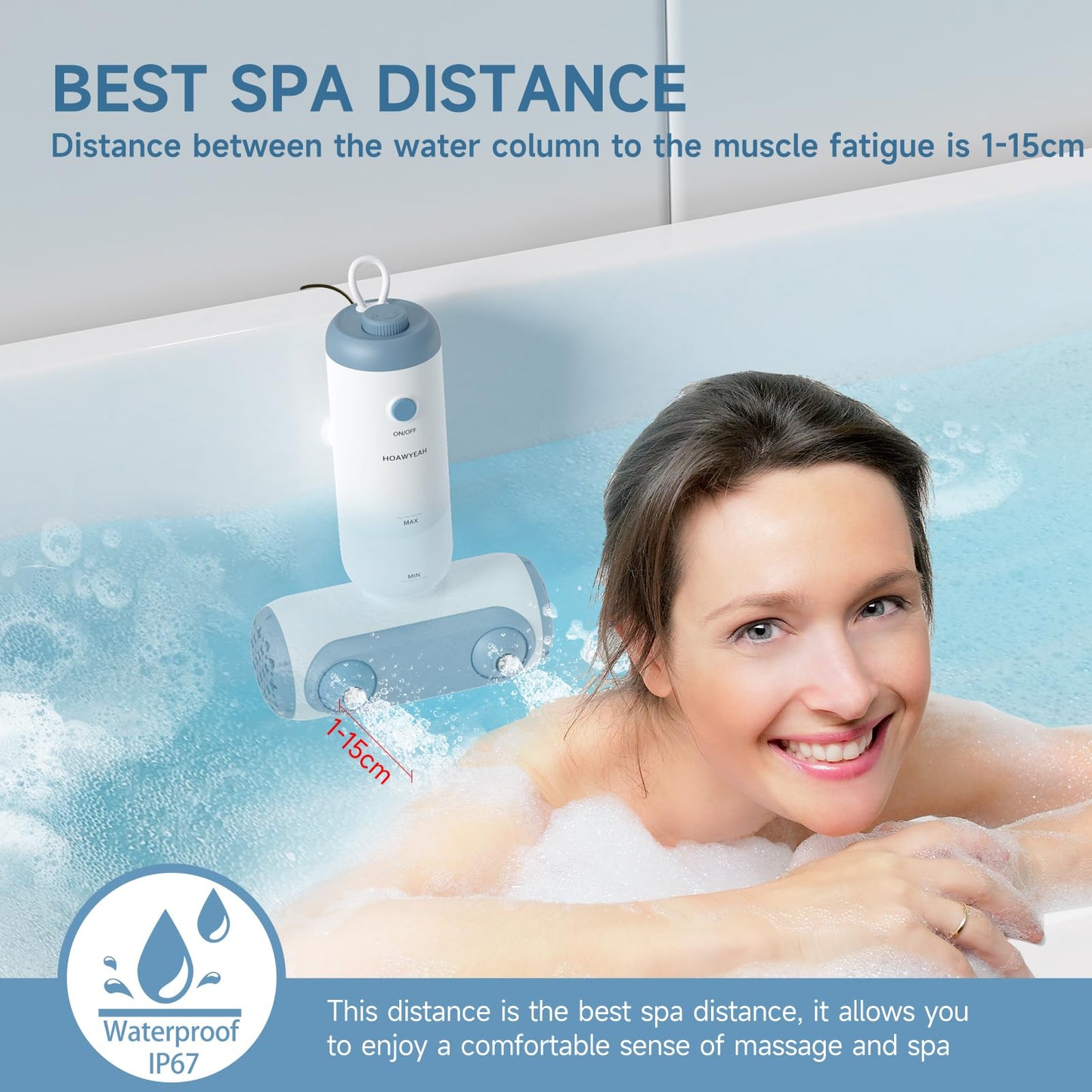 HOAWYEAH Bath Jets for Tub, Two Modes - Bathtub Jet or Bubble Maker, Portable Bath Spa with Dual Jets, Bath Spa Jets Creates Soothing Bubbles and Massage, Bathtub Accessories for Relaxing Daily Use
