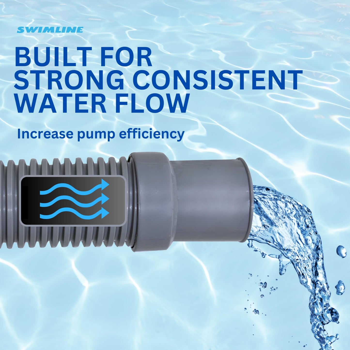 SWIMLINE HYDROTOOLS Pool Pump Filter Connection Hose W/ Cuff | 1.5 Inch X 6 Foot | Heavy-Duty Flexible, Durable & Leakproof | Chemical & UV Resistant | For Above Ground Pools Skimmer Filters & Pumps