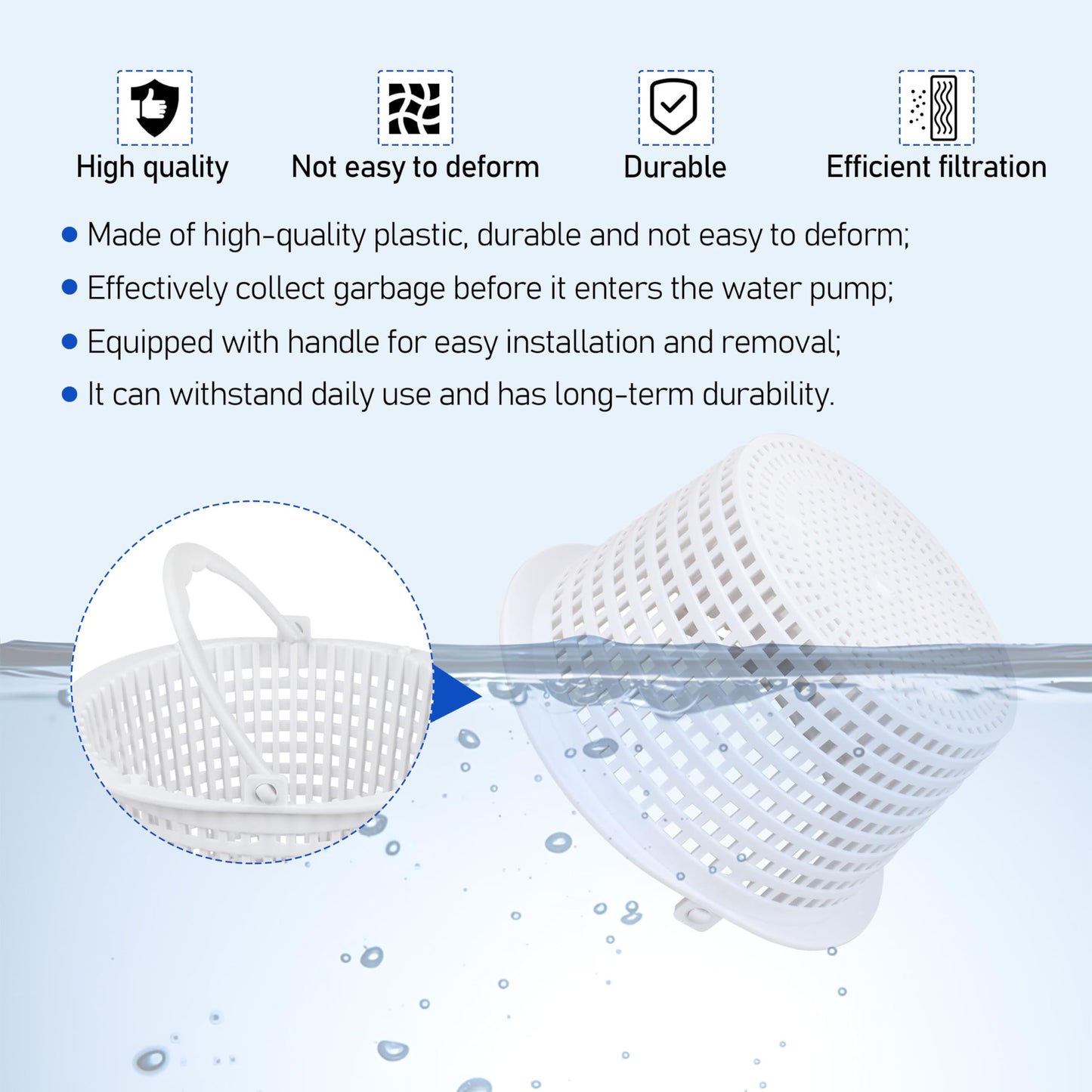 Sialvnd SPX1091C Replacement Above Ground Skimmer Basket for Hayward SP1091 WB736660,SP1091 with Handle -2pcs ﻿