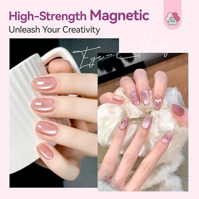 SAVILAND Cat Eye Magnet Set for Nail: Strong Nail Magnet 4 PCS for Cat Eye Gel Nail Polish Multifunctional Magnet Nails Accessories Magnet Stick for Cat Eye Nail Art Tools