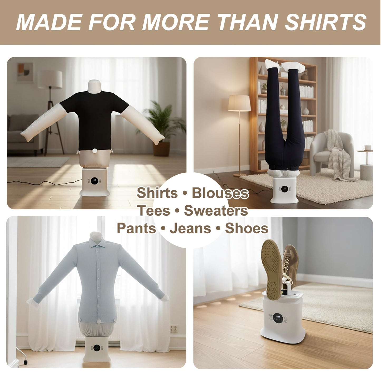 Automatic Ironing Machine 3.0, 3-in-1 Air & Steam Garment Dryer and Iron for Shirts, Pants, Dresses and More, Hands-Free Garment Care with Adjustable Time & Temperature, 1250W Fast Drying System