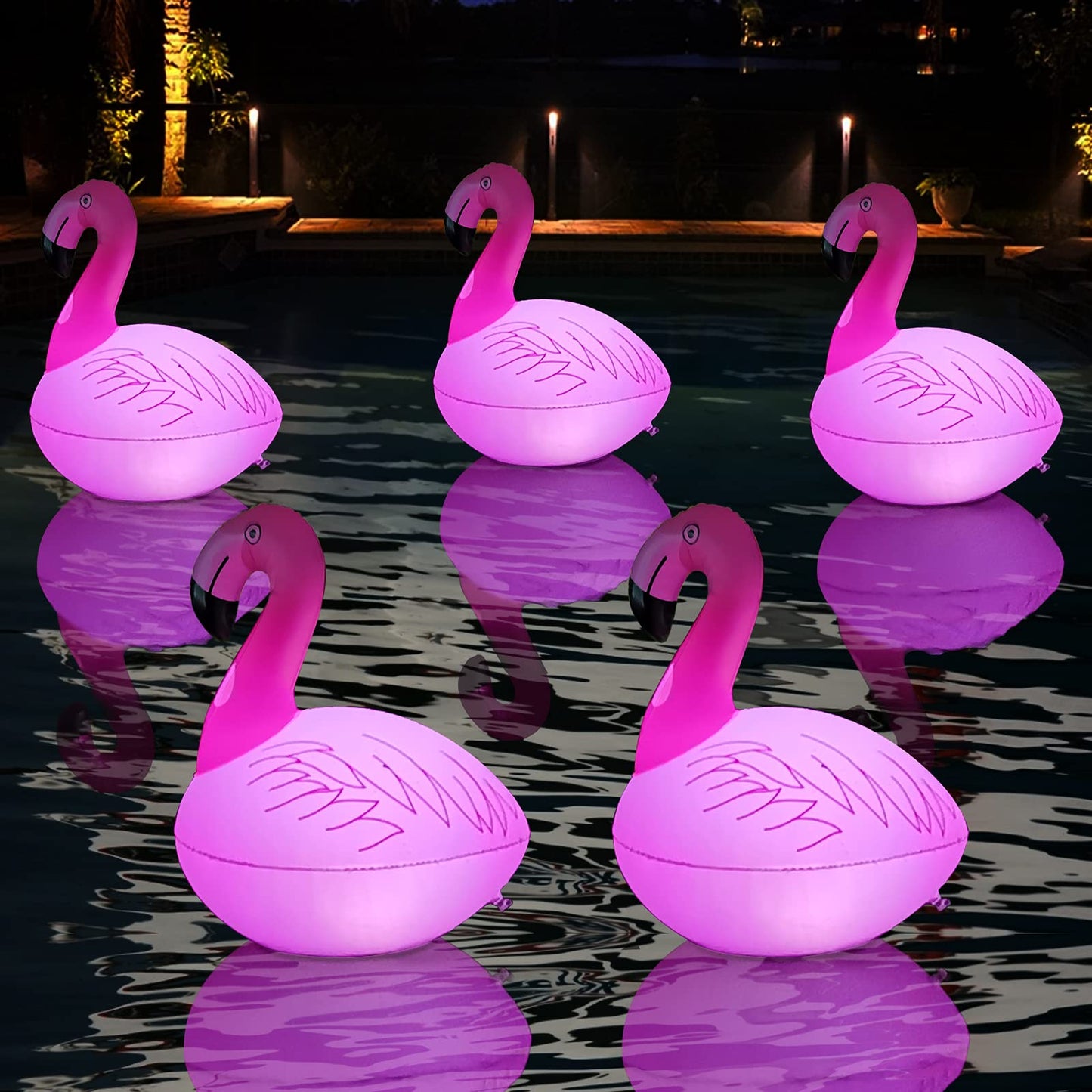 Cootway Flamingo Floating Pool Lights, Waterproof Inflatable Solar Pool Lights for Swimming Pool, Outdoor LED Glow Floating Light for Beach, Garden Backyard, Patio Lawn, Hot tub Decor (1 Piece)