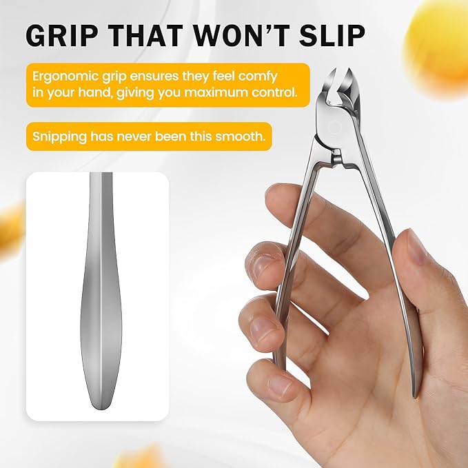 BEZOX Toenail Clippers for Thick Toenails - Comfortable Rebound Thick Spring Toe Nails Clipper for Thick Nails for Seniors, Precision Fingernail Clippers for Men and Women - Silver