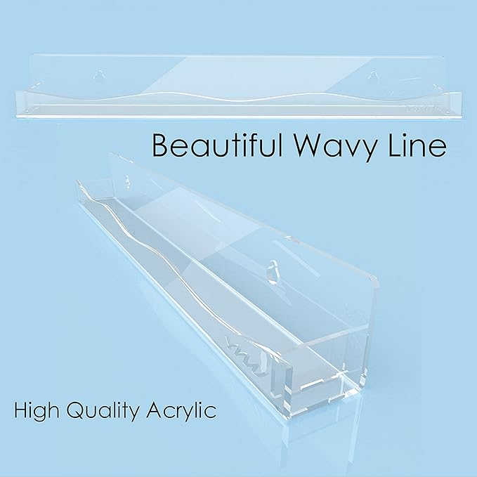 YMVV Clear Acrylic Nail Polish Rack Wall Mounted Shelf,6 Pack Organizer with Unique Wavy Lines,Nail Supplies for Techs,Great Display Salons Retailers