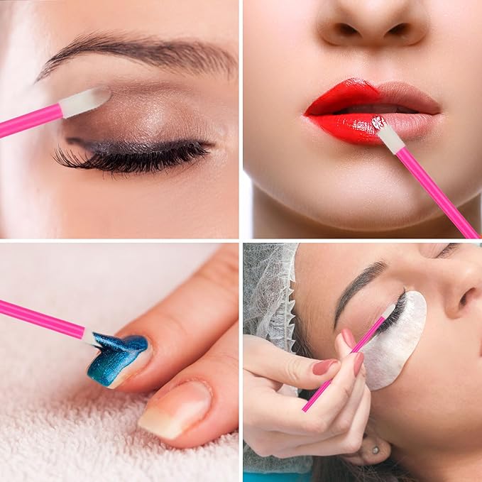700 Piece Disposable Lip Wands - Lip Brushes, Lipstick & Gloss Applicators - Lint Free Makeup Applicator Brush Beauty Tool - Rose Pink