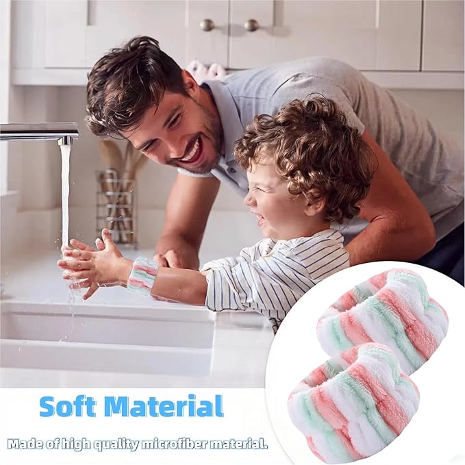 2 Pairs Wrist Washband for Women Washing Face, Wrist Spa Washband Absorbent Wristbands, Prevent Liquids from Spilling Down Your Arms