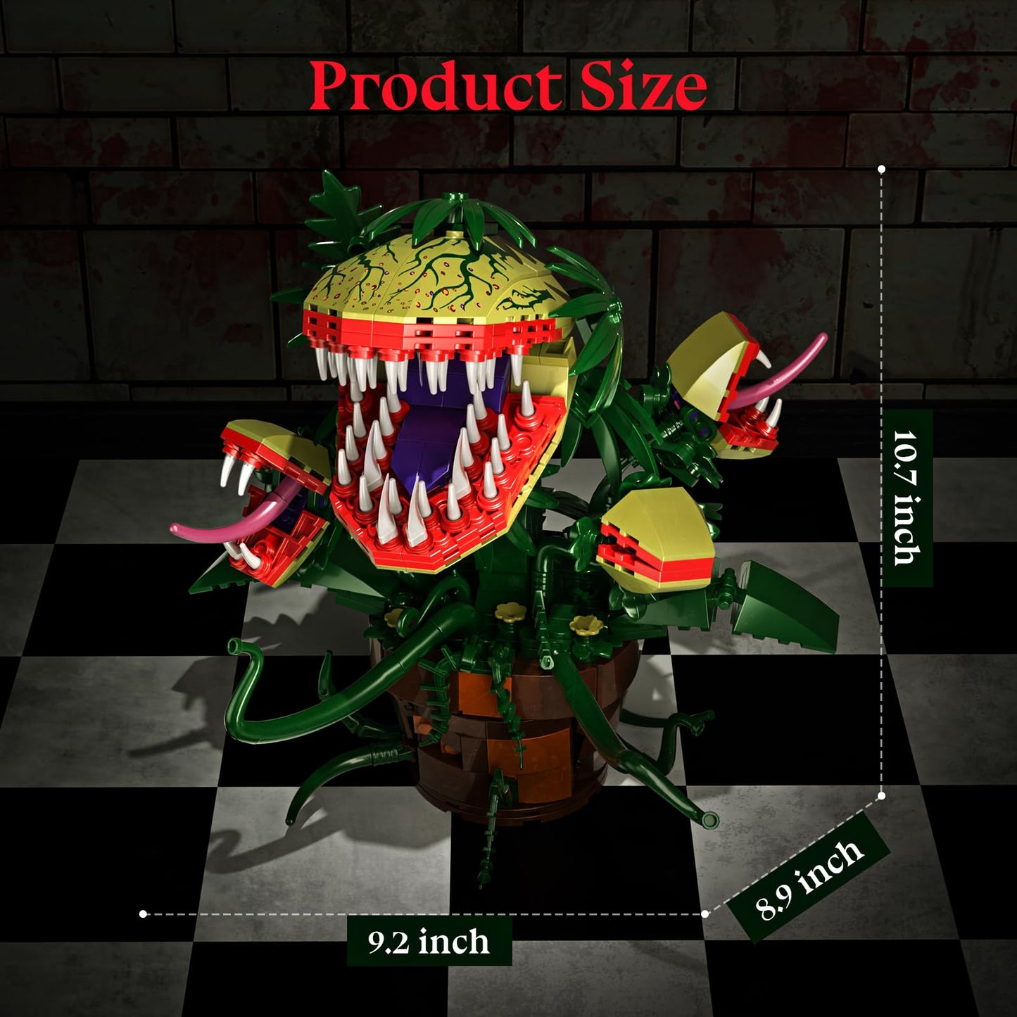 Piranha Plant Audrey II 2 Building Blocks Set, Toys Kit Horrors Flower Shop Decoration Gift for Tv Film Fans Families Friends 12+ On Halloween Birthday Christmas