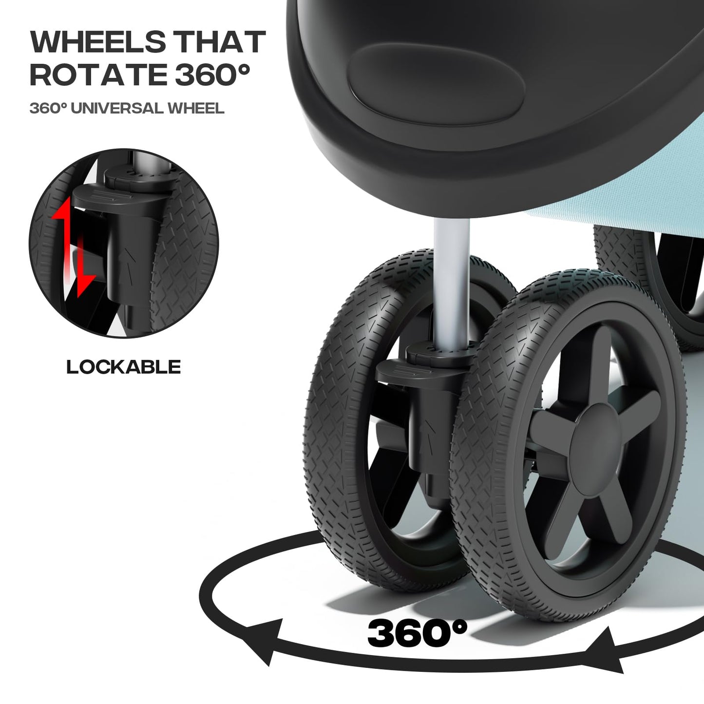 Pet Stroller for Small Dogs 10 lbs, Dog Stroller for Medium Dogs 30 lbs, Cat Strollers for 2 Cats, 3 Wheels Foldable Jogger Puppy Stroller with Storage Basket and Cup Holder, Mint