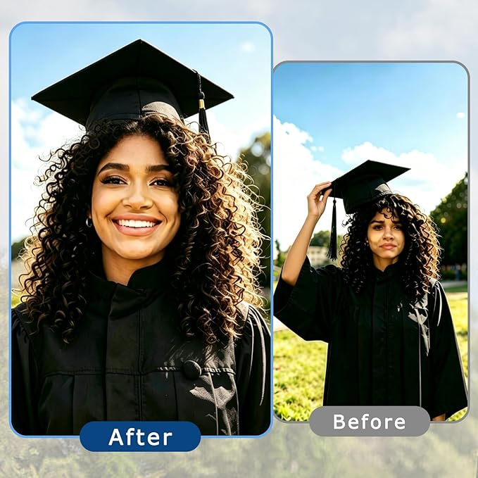 Graduation Cap Headband Insert Black - Original Four Leaves Clover - Secure Your Grad Cap on Curly, Natural Hair, Braids, Locs, Twists and Straight Hair