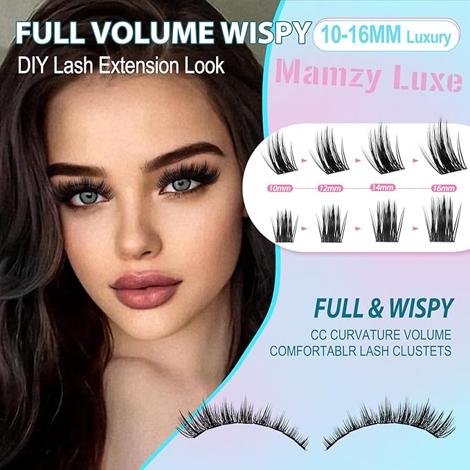 Wispy Eyelash Clusters Kit Manga Lash Clusters Kit 8-16MM 180Pcs Individual Lashes Clusters Natural False Eyelashes Spiky Thick Anime Cluster Eyelash Extension Kit by MAMZY LUXE