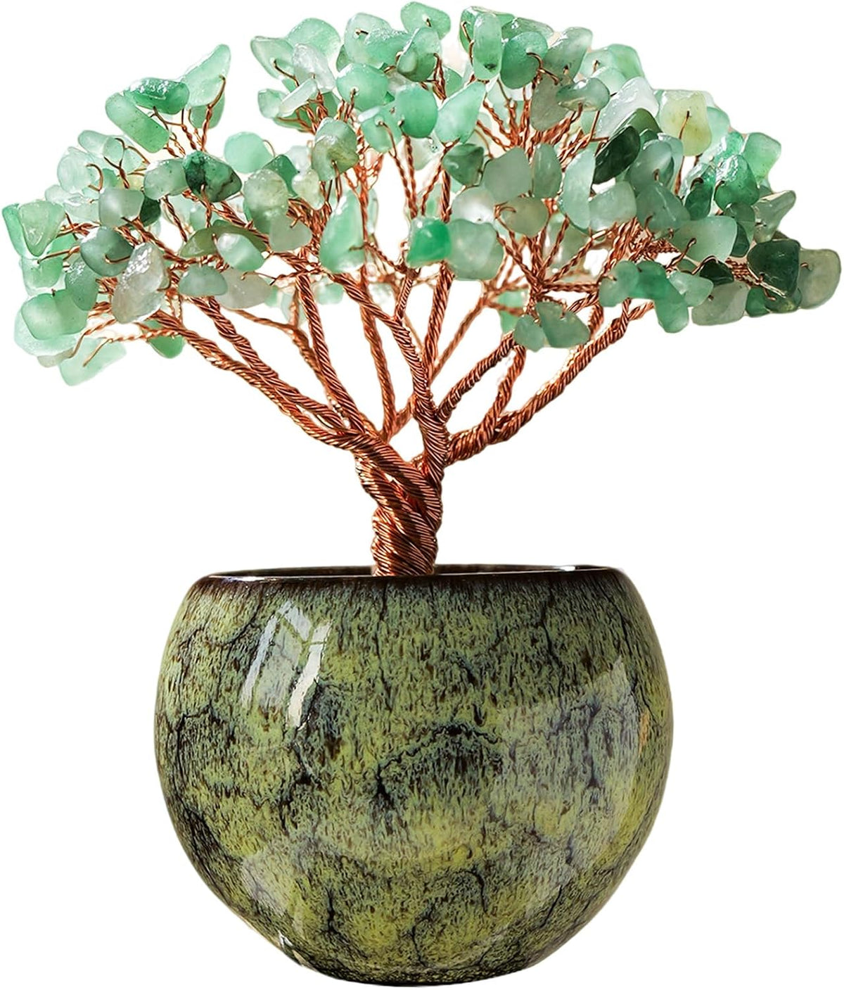 Runyangshi Crystal Tree of Life - Natural Green Aventurine Gemstone Tree, Handcrafted with 216 Crystal Gravel, for Feng Shui, Luck, Prosperity, Abundance, Home Decor, Spiritual Gift for Women