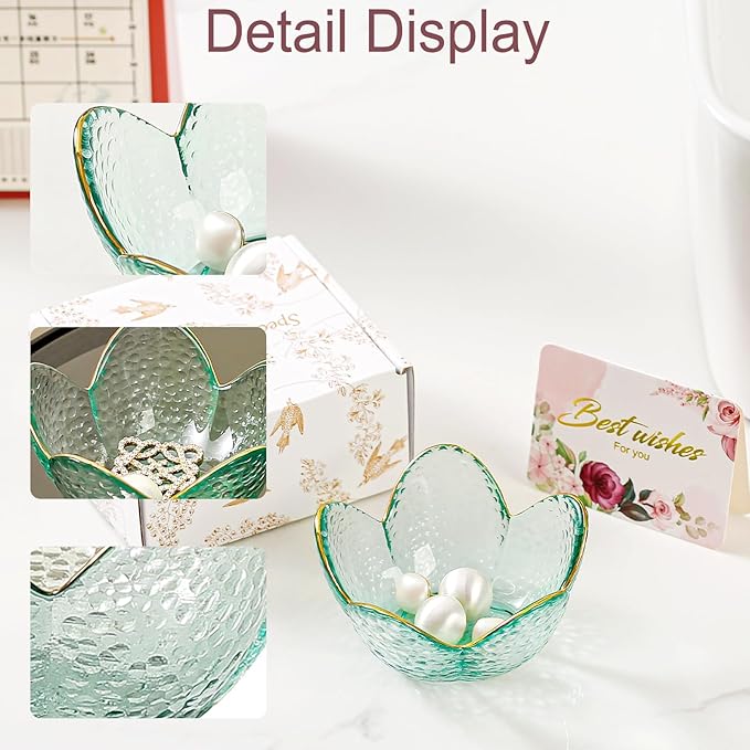 Friendship Gifts For Women Jewelry Dish Glass Ring Dish Jewelry Tray Cute Vanity Organizer Room Decor Jewellery Tray Trinket Dish Cute Bedroom Decor Christmas House Warming Gifts for women
