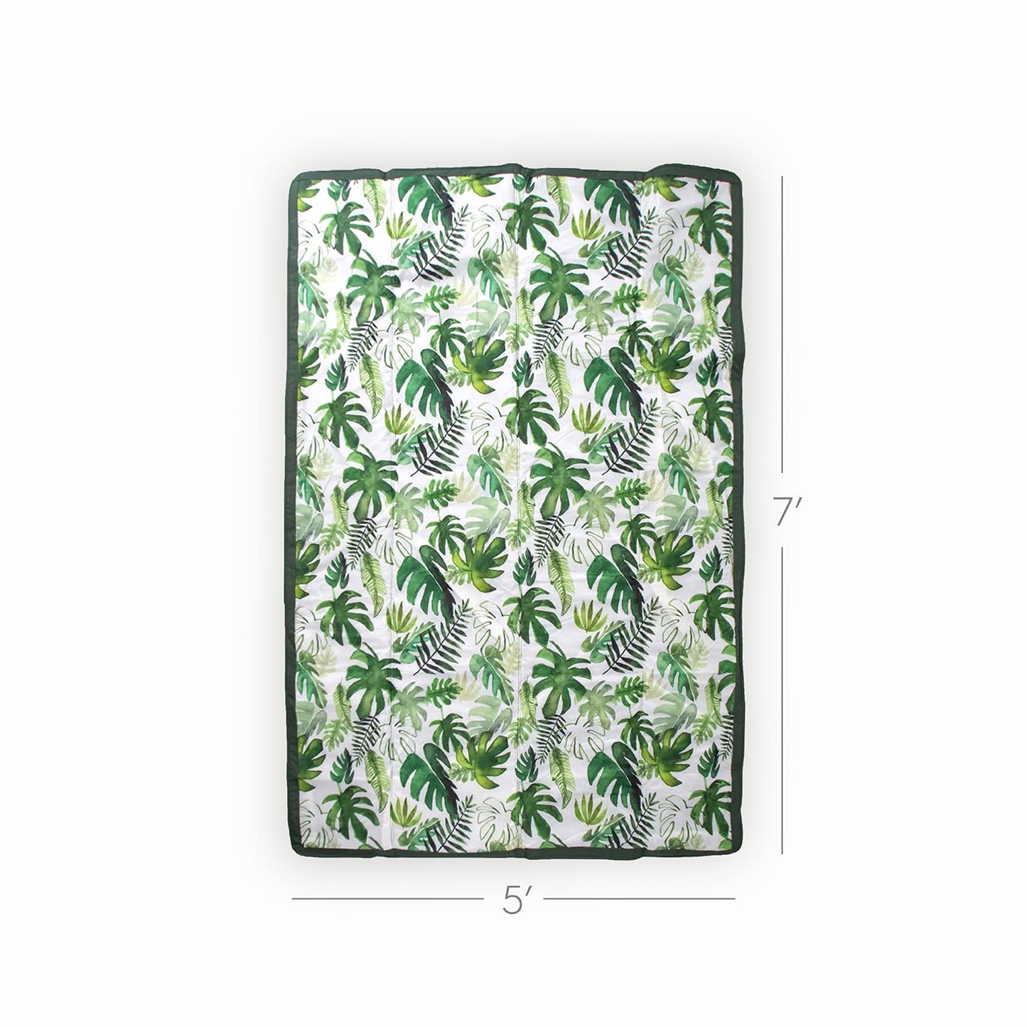 Little Unicorn 5'x7' Outdoor Family Picnic & Beach Blanket | Durable & Water-Resistant Fabric | Compact Fold & Easily Wipes Clean | Zipper Pocket (Tropical Leaf)