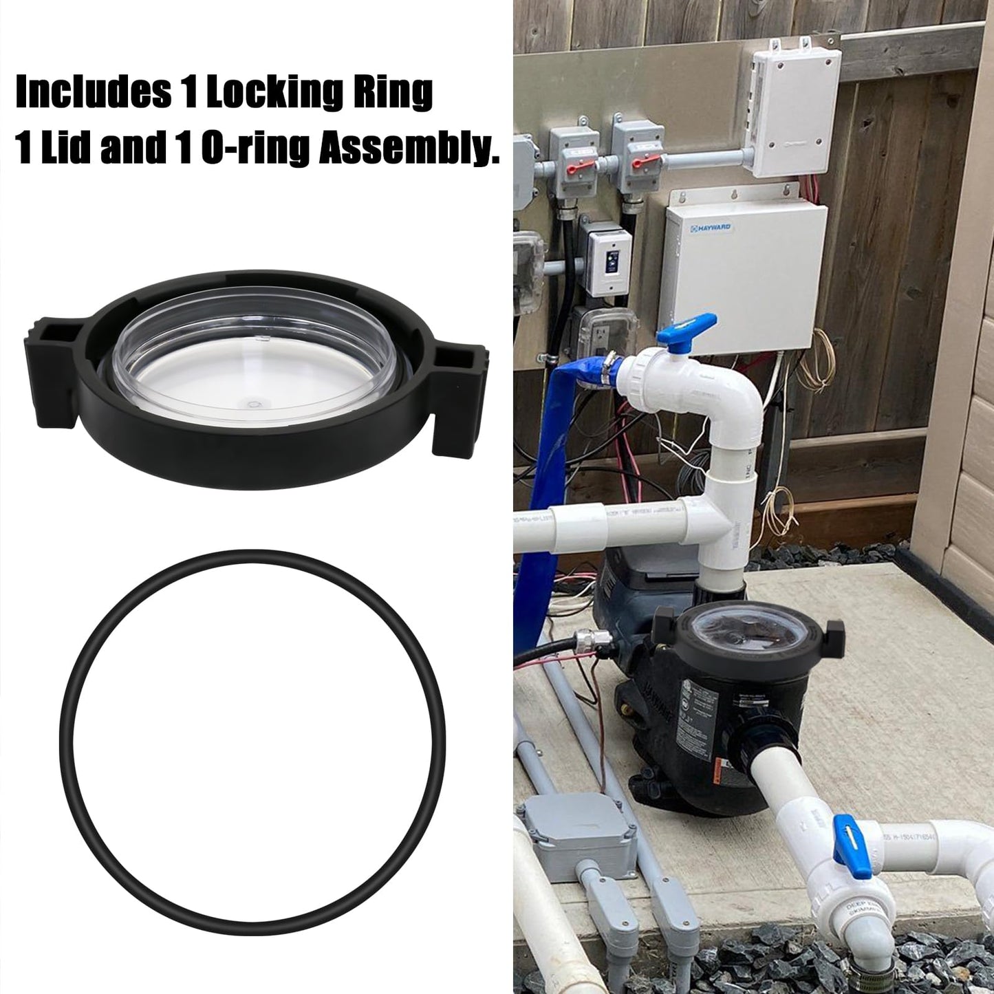 R0445800 Lid with Locking Ring, Pool Pump Lid for Zodiac Jandy Stealth, WaterFall series pump also compatible with Zodiac Jandy ePump variable speed pump and Spa Pumps-model JEP, SHPF, SHPM, SWF