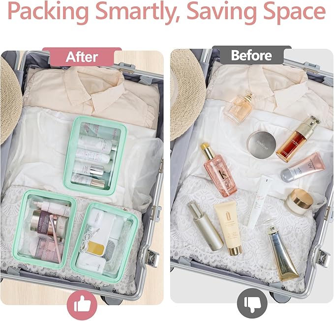PACKISM Clear Makeup Bag - TSA Approved Toiletry Bag for Carry-on & Checked Luggage, Water Resistant Car Storage Organizer with Reinforced Seams