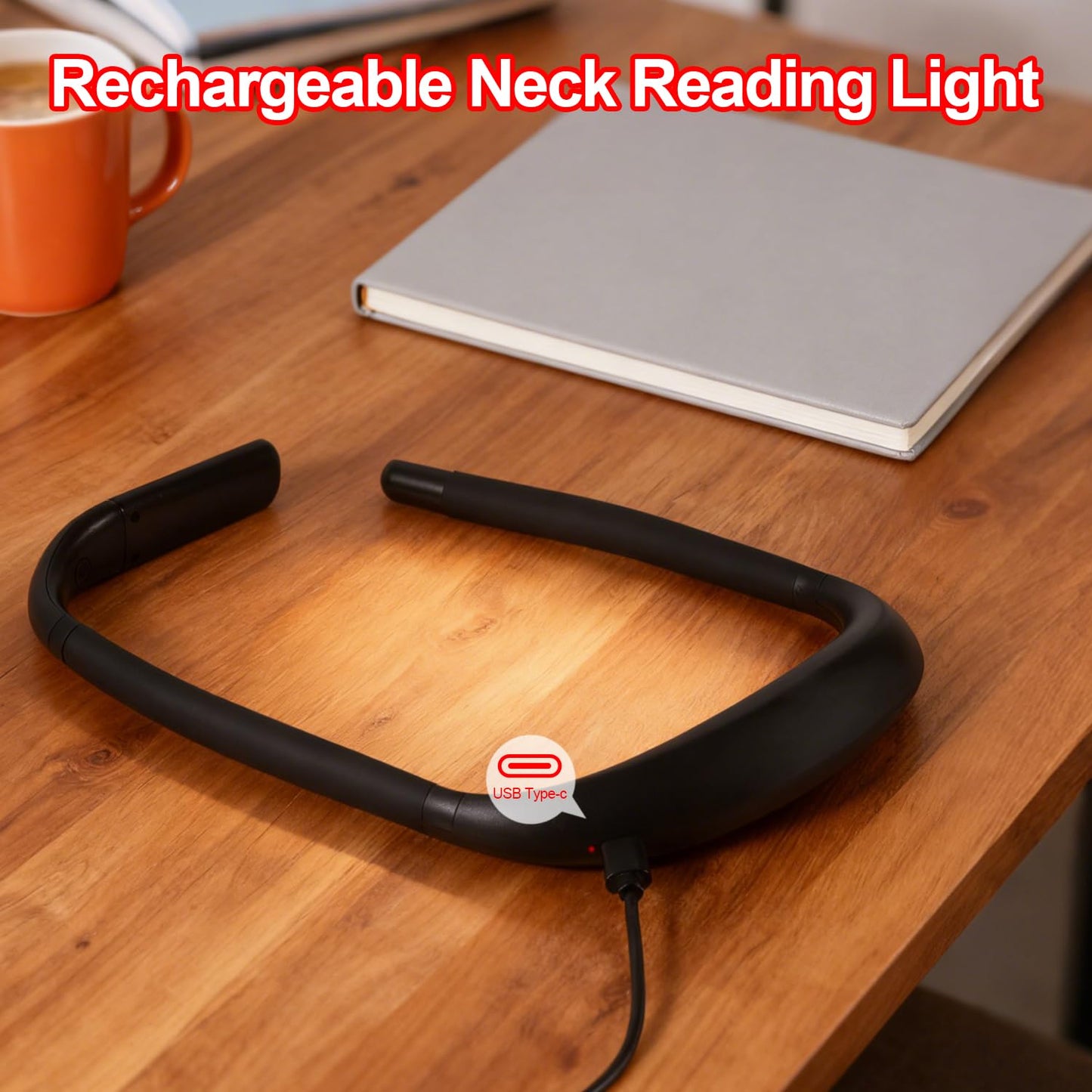 Finezeal 630nm Red Neck Reading Light - Zero Blue Light, Rechargeable Dimmable Portable LED Red Neck Book Lamp for Reading, Crafts, Knitting, Crochet at Night, Ideal Gift for Readers and Craft Lovers