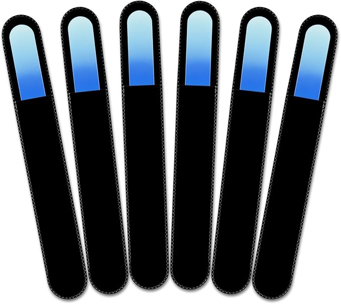 Mont Bleu Rainbow Crystal Nail File in Black Pouch - Large/Professional Size - Czech Tempered Glass - Handmade in Bohemia (Czech Republic)