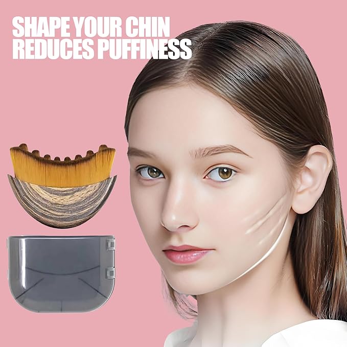 Lymphatic Contour Face Brush Lymphatic Drainage Massager Double Chin Reducer Lymphatic Drainage Brush for Face,Ergonomically Designed to Fit The Skin Precisely and Relieve Fatigue (Brown-2pcs)