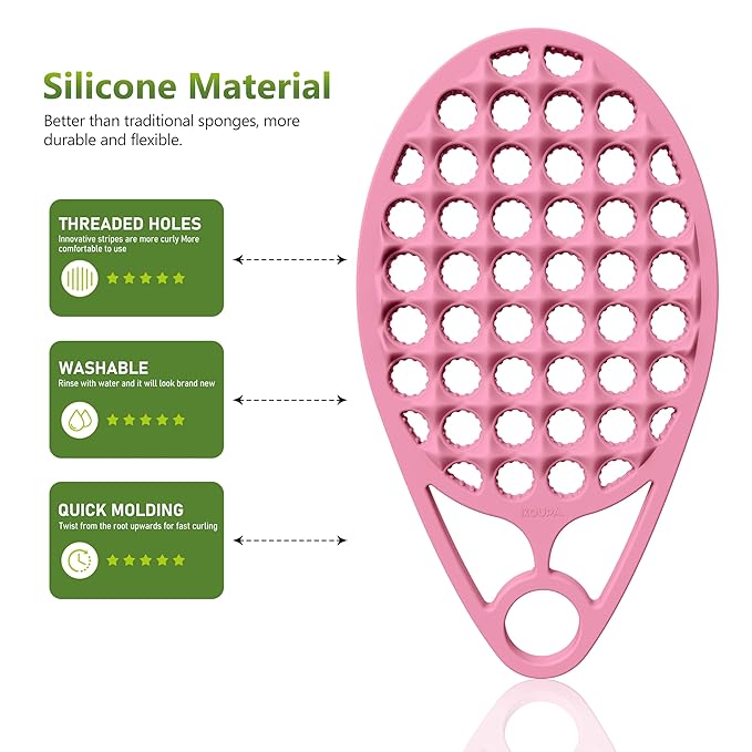 KOUPA Magic Silicone Curly Hair Brush, One Piece Twist Curl Comb for Afro Curls, Washable Hair Tool for Men Women, Pink, 2 Pieces