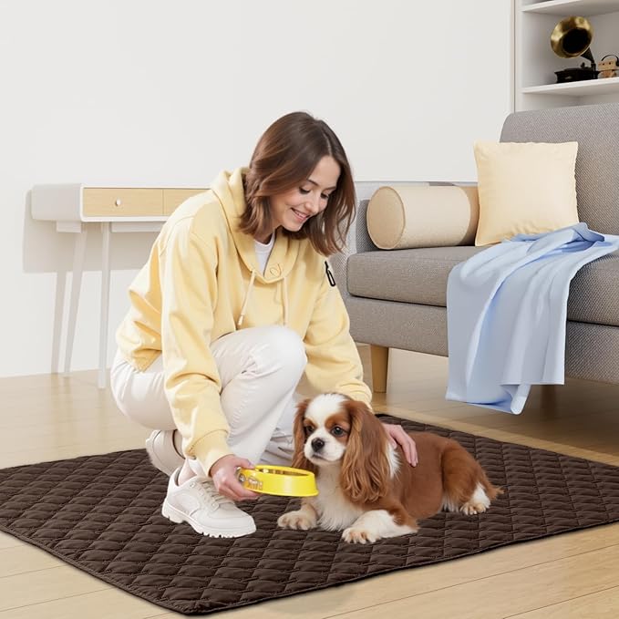 Smiry Waterproof Dog Bed Cover Blanket, Soft Reversible Pet Blanket, Washable Leakproof Cats Dogs Couch Cover for Sofa, Couch, Furniture (82x120 Inch, Chocolate/Dark Grey)